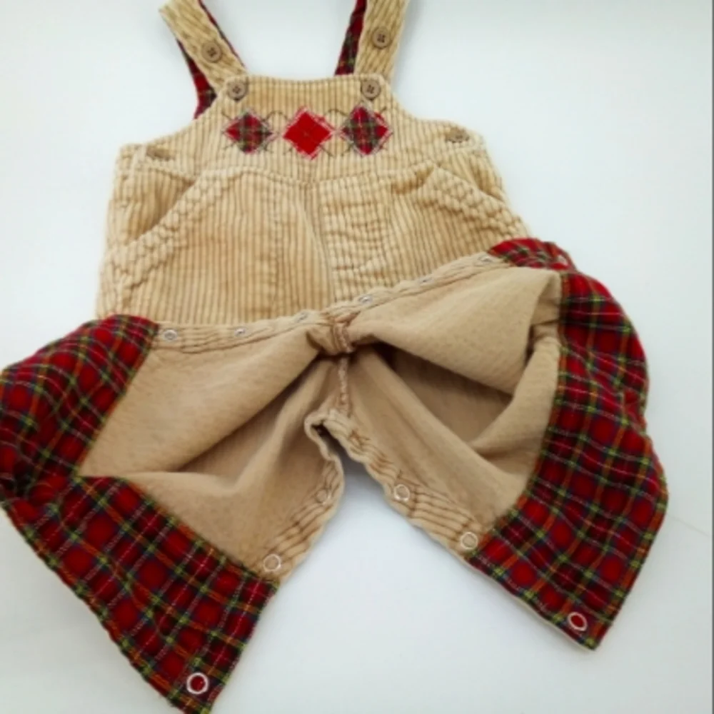 The Children's Place 100% Cotton Winter Overalls Tan Corduroy Snap 0-3 Months